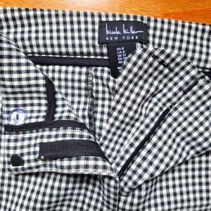 Gingham High Waist Split Hem Pants Women’s Sz 8 Black White Office Siren